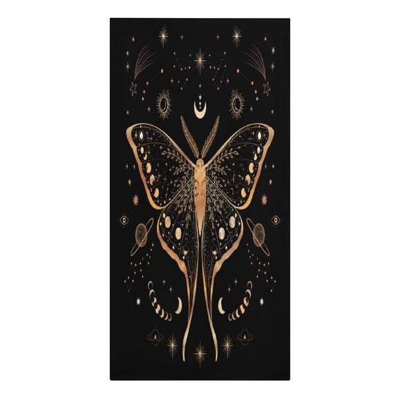 RKSupls Golden Moth Wings Stars Planets Mystical Microfiber Beach Towel Absorbent Compact Towels for Swimming Pool Beach Travel Things for Vacation Essentials Adult Gift,61.430.3Inch