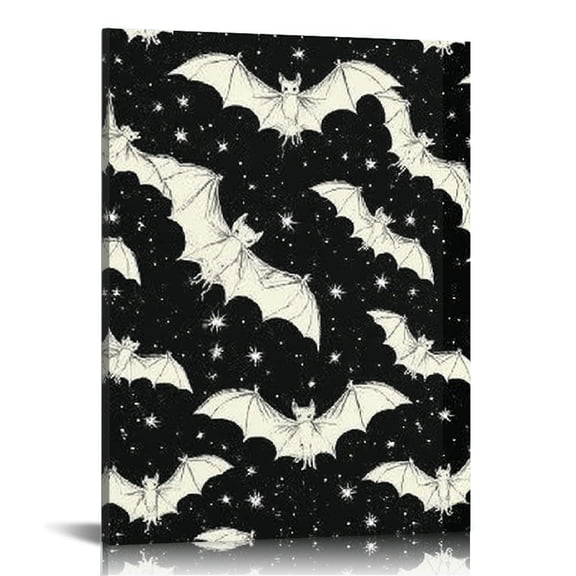 RKSupls Gothic Bats Canvas Wall Art, Canvas Prints Wall Art for Living Room Bedroom Bathroom Office, Art Print Painting for Home Decorations,12x16in
