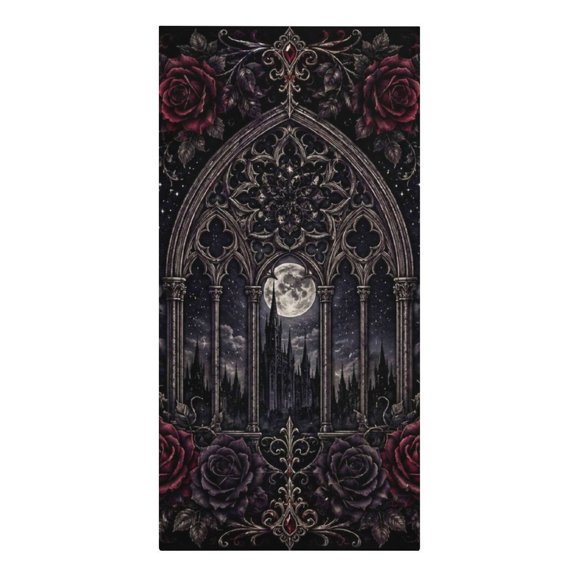 RKSupls Gothic Cathedral Window Moonlit Roses Microfiber Beach Towel Absorbent Compact Towels for Swimming Pool Beach Travel Things for Vacation Essentials Adult Gift,61.430.3Inch