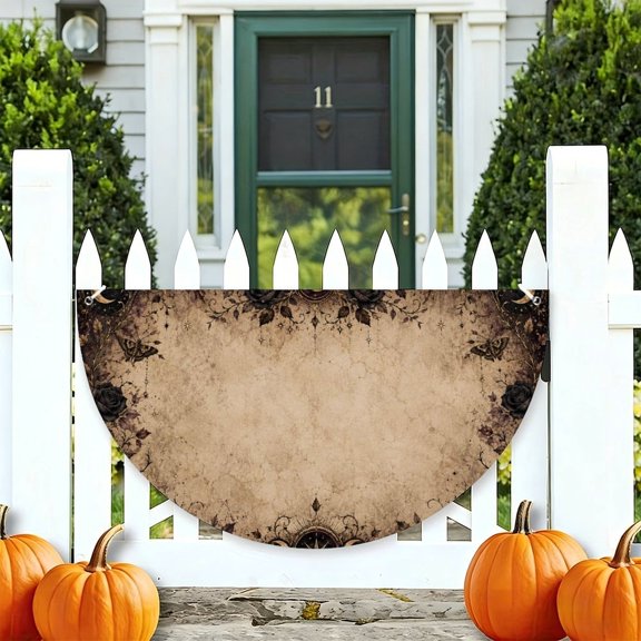 RKSupls Gothic Celestial Floral Moths Half Round Banner for Porch Fence Railing, Soccer Party Outdoor Hanging Decoration for Home Patio