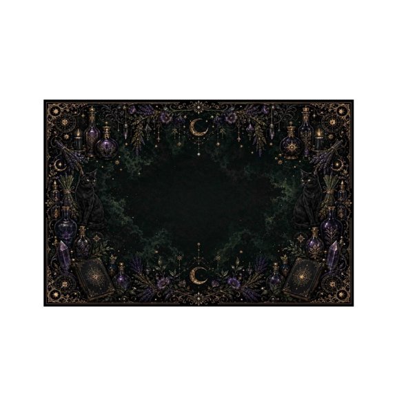RKSupls Gothic Celestial Witch Potion Magic Linen Placemats 30x45cm Straight Edge Stain Resistant Washable Non-Slip Table Mats Table for Kitchen Dining Room Home