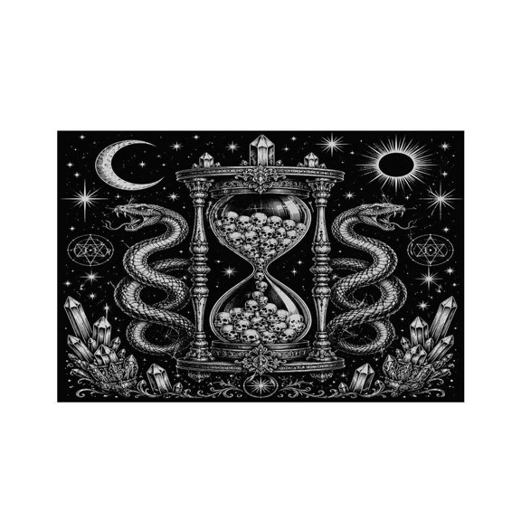 RKSupls Gothic Hourglass Skulls Snakes Occult Linen Placemats 30x45cm Straight Edge Stain Resistant Washable Non-Slip Table Mats Table for Kitchen Dining Room Home