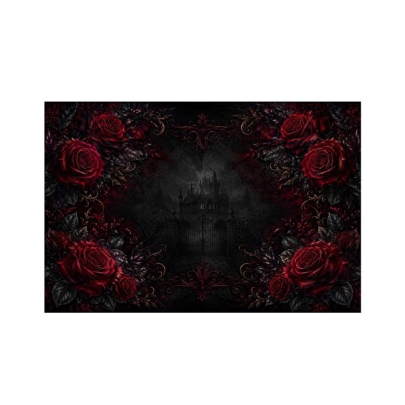 RKSupls Gothic Roses Horror Misty Mansion Linen Placemats 30x45cm Straight Edge Stain Resistant Washable Non-Slip Table Mats Table for Kitchen Dining Room Home