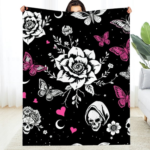 RKSupls Gothic Fountain Calla Lily Bats Soft Flannel Throw Blanket ...