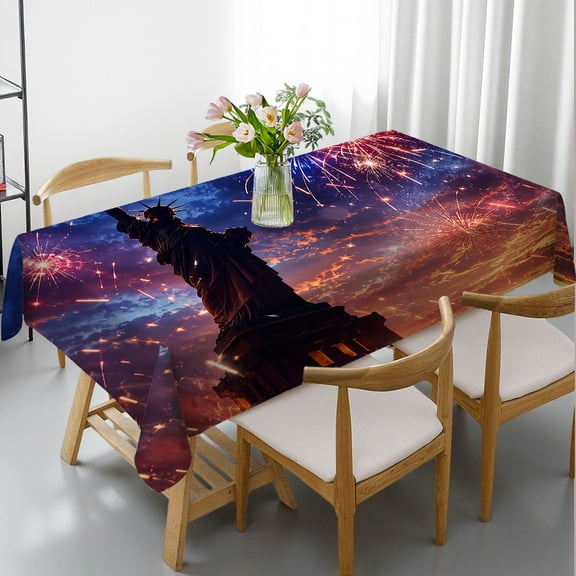 RKSupls Government Building Fireworks Show Rectangle Dining Tablecloth, Holiday-Themed Design - Holiday Party Tablecloth Rectangle Dining Tablecloth, Ideal for Kitchen Picnic Party