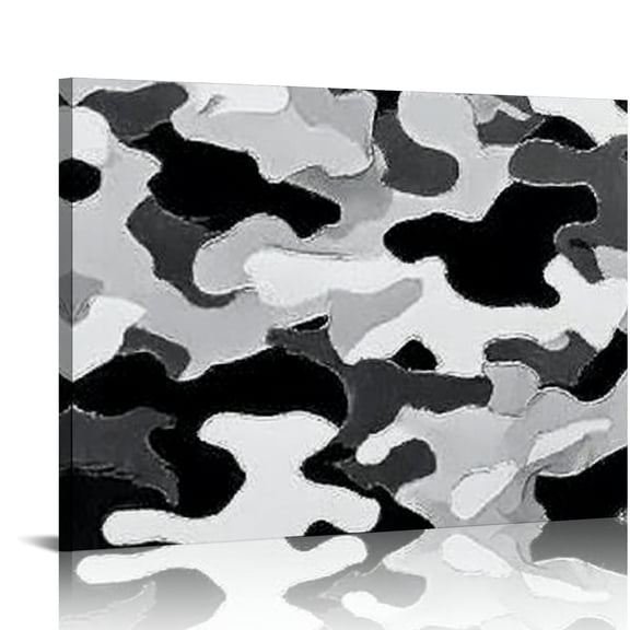 RKSupls Gray Camo Canvas Wall Art, Monochrome Pattern Wall Decor Print, Modern Artwork for Living Room Bedroom Office Home Decor