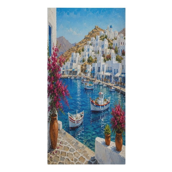 RKSupls Greek Island Alleywith Blue Doors Microfiber Beach Towel Absorbent Compact Towels for Swimming Pool Beach Travel Things for Vacation Essentials Adult Gift,61.4×30.3Inch