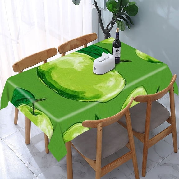 RKSupls Green Apple Fruit Rectangle Dining Tablecloth, Washable Wipeable Stain & Wrinkle Resistant Polyester Tablecloth for Kitchen Picnic Party