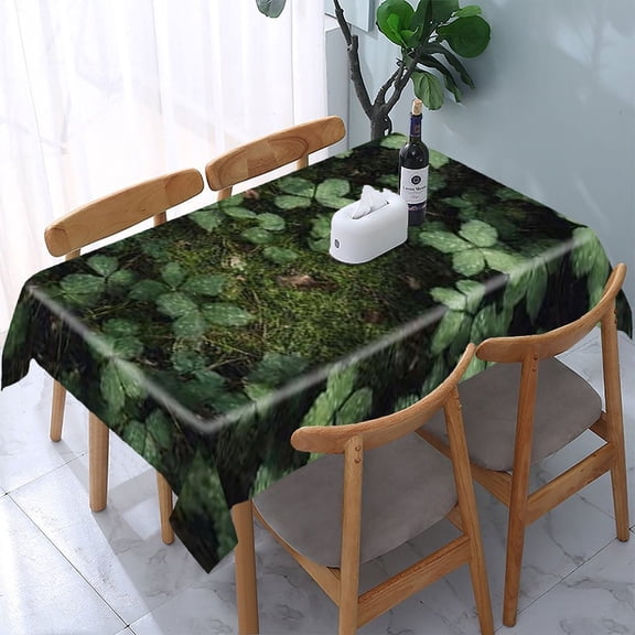 RKSupls Green Leaves Forest Rectangle Dining Tablecloth, Washable Wipeable Stain & Wrinkle Resistant Polyester Tablecloth for Kitchen Picnic Party