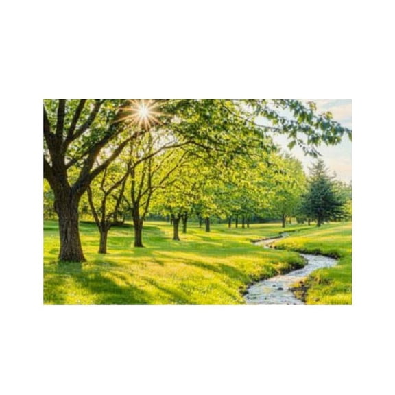 RKSupls Green Meadow Stream Sunshine Linen Placemats 30x45cm Straight Edge Stain Resistant Washable Non-Slip Table Mats Table for Kitchen Dining Room Home