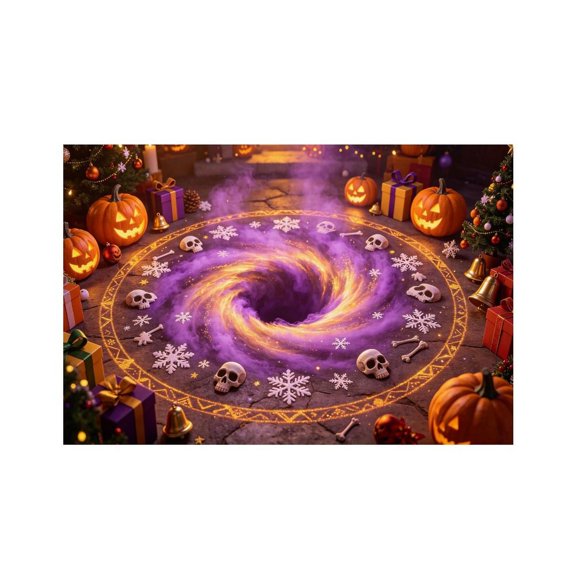 RKSupls Halloween Christmas Magic Circle Linen Placemats 30x45cm Straight Edge Stain Resistant Washable Non-Slip Table Mats Table for Kitchen Dining Room Home