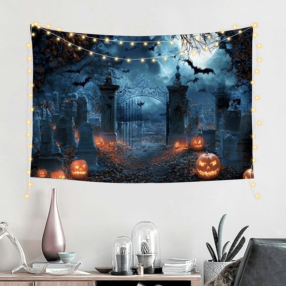 RKSupls Halloween Pumpkin Horror Cemetery Tapestry, Home Tapestry Suitable for Hanging for Decorative Wall Hanging, Decorative Bedroom, Living Room Decoration - 60*40in