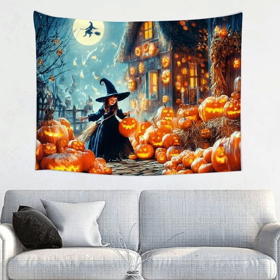 RKSupls Halloween Pumpkin Manor Tapestry, Home Tapestry Suitable for Hanging for Decorative Wall Hanging, Decorative Bedroom, Living Room Decoration - 40*30in