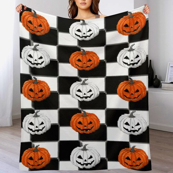 RKSupls Halloween Throw Blanket,Soft Warm Flannel Grimace Pumpkin Blanket Gift for Christmas Home Bed Sofa Couch Decor,30x40 in