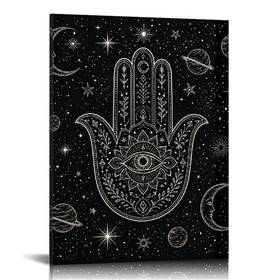 RKSupls Hamsa Hand Eye Cosmos Engraving Canvas Wall Art, Canvas Print, Ready to Hang Bathroom Bedroom Kitchen Staircase Wall Decor Prints
