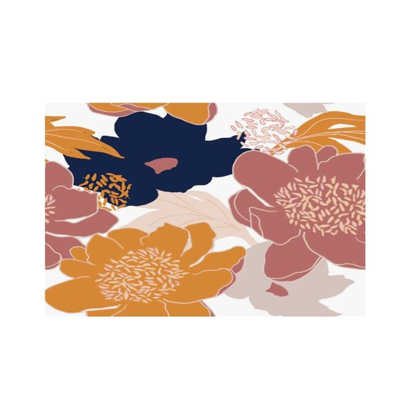 RKSupls Hand Painted Abstract Floral Linen Placemats 30x45cm Straight Edge Stain Resistant Washable Non-Slip Table Mats Table for Kitchen Dining Room Home