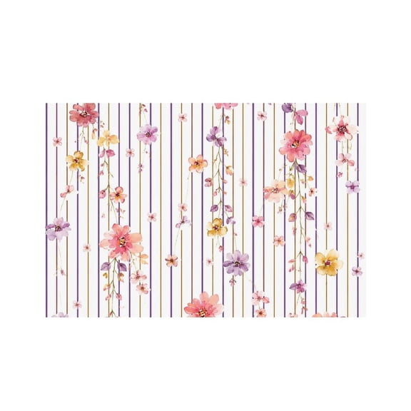 RKSupls Hanging Floral Striped Pattern Linen Placemats 30x45cm Straight Edge Stain Resistant Washable Non-Slip Table Mats Table for Kitchen Dining Room Home