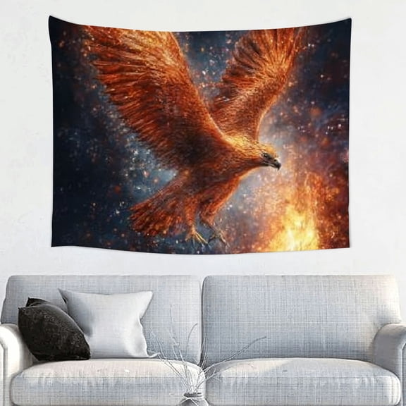 RKSupls Hanging Tapestry Wall Art, Phoenix Fire Bird Tapestry Backdrop Decoration for Saint Valentine's Day Bedroom, Living Room, Dorm, Apartment Home Decor,40*30in