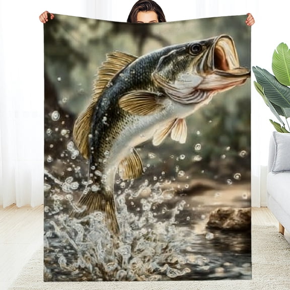 RKSupls Happy New Year Throw Blanket, Lively Fish Soft Flannel Blanket, Fuzzy Warm Cozy Christmas Blanket for Couch Bed Home Travel Decor, 30*40in