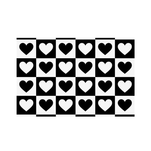 RKSupls Heart Checkered Pattern Linen Placemats 30x45cm Straight Edge Stain Resistant Washable Non-Slip Table Mats Table for Kitchen Dining Room Home