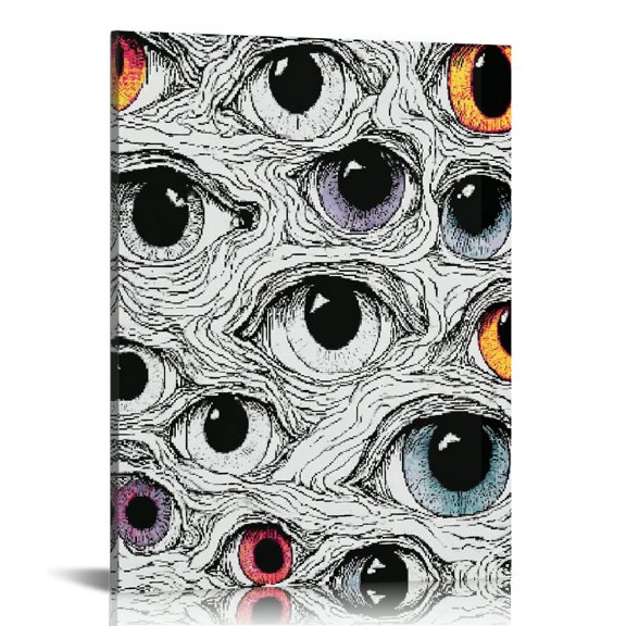RKSupls Horror Eyeball Canvas Wall Art, Canvas Prints Wall Art for Living Room Bedroom Stairway Office, Art Print Painting for Home Decorations,12x16in