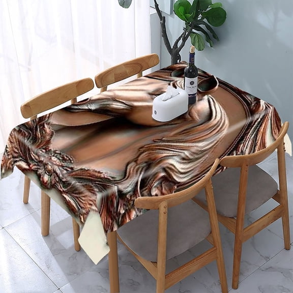 RKSupls Horse Bronze Relief Rectangle Dining Tablecloth, Washable Wipeable Stain & Wrinkle Resistant Polyester Tablecloth for Kitchen Picnic Party
