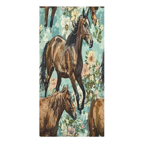 RKSupls Horses Flowers Field Painting Microfiber Beach Towel Absorbent Compact Towels for Swimming Pool Beach Travel Things for Vacation Essentials Adult Gift,61.4×30.3Inch
