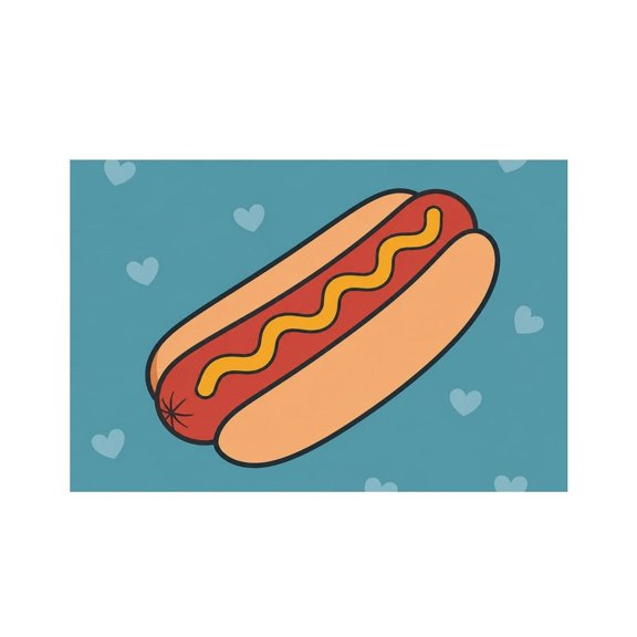 RKSupls Hot Dog Hearts Blue Linen Placemats 30x45cm Straight Edge Stain Resistant Washable Non-Slip Table Mats Table for Kitchen Dining Room Home