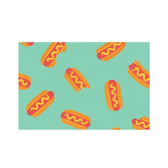 RKSupls Hot Dog Mint Pattern Linen Placemats 30x45cm Straight Edge Stain Resistant Washable Non-Slip Table Mats Table for Kitchen Dining Room Home