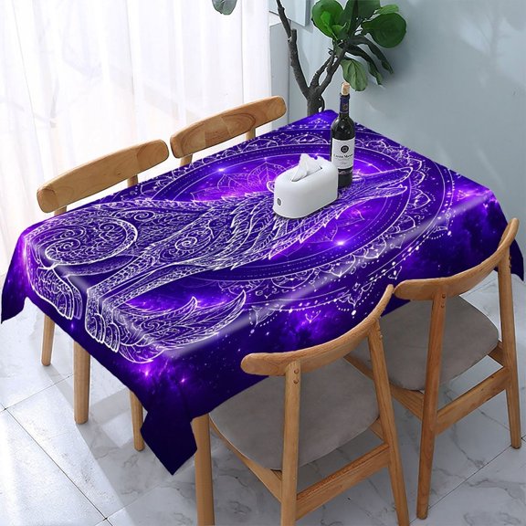 RKSupls Howling Wolf Zodiac Art Rectangle Dining Tablecloth, Washable Wipeable Stain & Wrinkle Resistant Polyester Tablecloth for Kitchen Picnic Party