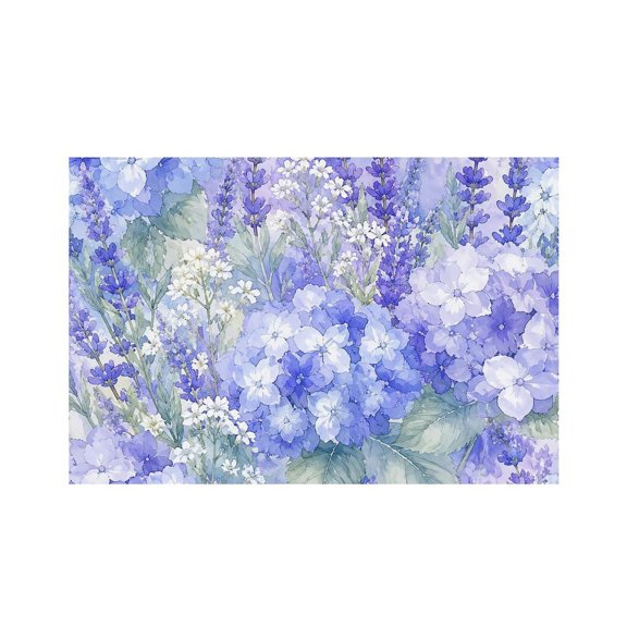 RKSupls Hydrangea Lavender Pattern Linen Placemats 30x45cm Straight Edge Stain Resistant Washable Non-Slip Table Mats Table for Kitchen Dining Room Home
