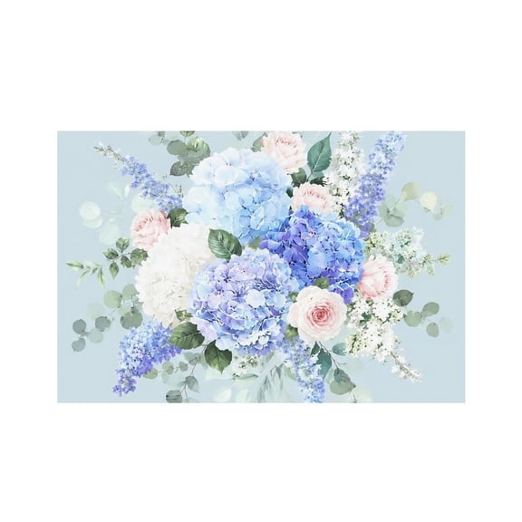 RKSupls Hydrangea Rose Bouquet Linen Placemats 30x45cm Straight Edge Stain Resistant Washable Non-Slip Table Mats Table for Kitchen Dining Room Home