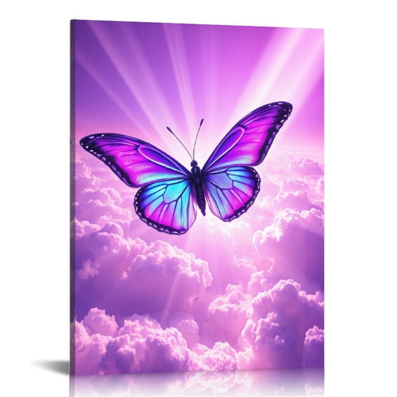 RKSupls Iridescent Butterfly Cloud Sky Canvas Wall Art, Canvas Prints Wall Art for Living Room Bedroom Entryway Office, Art Print Painting for Home Decor