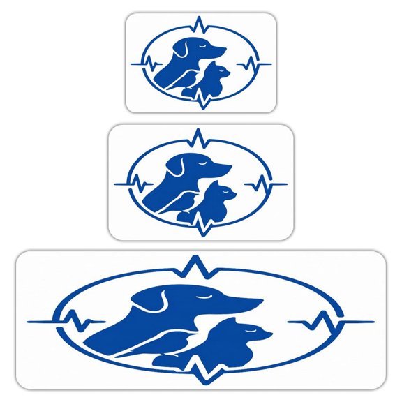 RKSupls Kitchen Rug Set 3 Piece Anti-Slip Flannel Floor Mats, Dog Cat Bird Heartbeat Circle Logo Washable Absorbent Runner Mats for Kitchen Bathroom Home Decor