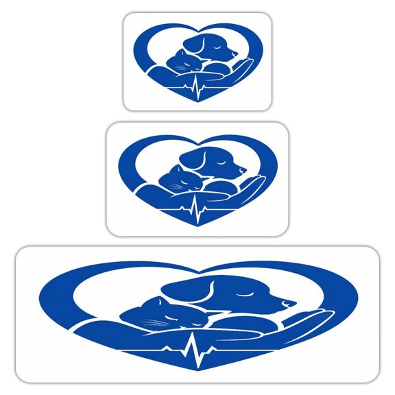 RKSupls Kitchen Rug Set 3 Piece Anti-Slip Flannel Floor Mats, Dog Cat Heart Hands Heartbeat Logo Washable Absorbent Runner Mats for Kitchen Bathroom Home Decor