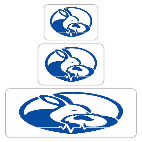 RKSupls Kitchen Rug Set 3 Piece Anti-Slip Flannel Floor Mats, Rabbit Cat Heartbeat Circle Logo Washable Absorbent Runner Mats for Kitchen Bathroom Home Decor