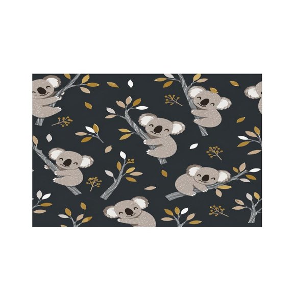 RKSupls Koala Bear On Tree Branch Pattern Linen Placemats 30x45cm Straight Edge Stain Resistant Washable Non-Slip Table Mats Table for Kitchen Dining Room Home