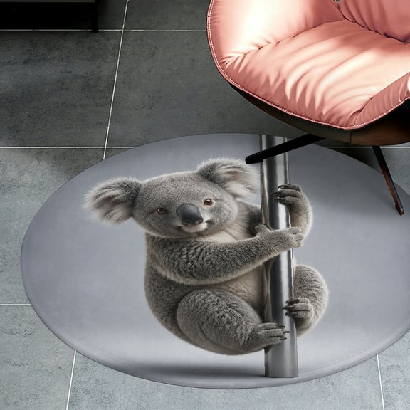 RKSupls Koala Gripping Metal Pole Round Flannel Floor Mat, Soft Non-Slip Washable Rug suitable for Living Room Bedroom Study, Decorative Floor Rug