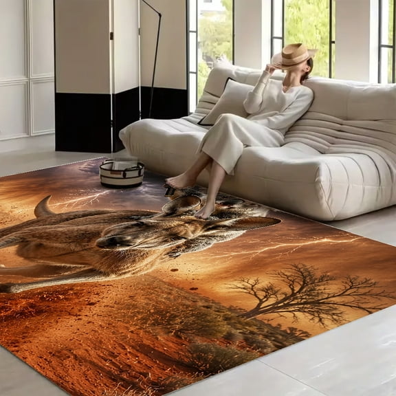 RKSupls Koala Kangaroo Sword Desert  Soft Fluffy Velvet Area Rug   for Living Room Bedroom, Non-Slip Washable Carpet, Modern Minimalist Home Decor Floor Mat