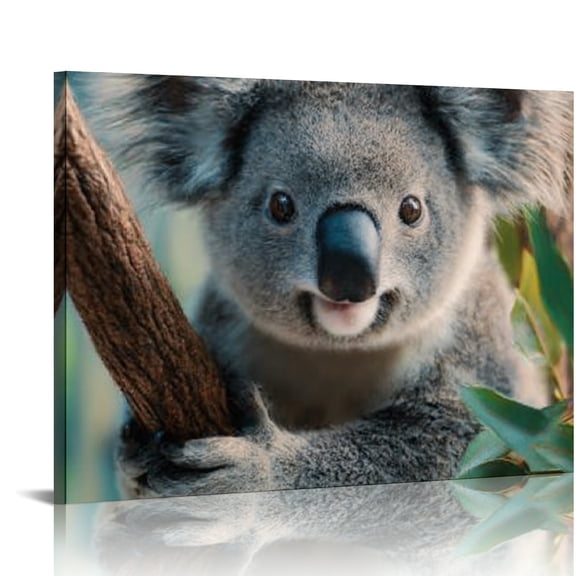 RKSupls Koala Portrait Canvas Wall Art, Realistic Wildlife Wall Decor Print, Modern Artwork for Living Room Bedroom Office Home Decor
