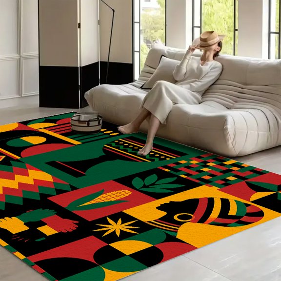 RKSupls Kwanzaa Unity Cup Mosaic  Soft Fluffy Velvet Area Rug   for Living Room Bedroom, Non-Slip Washable Carpet, Modern Minimalist Home Decor Floor Mat