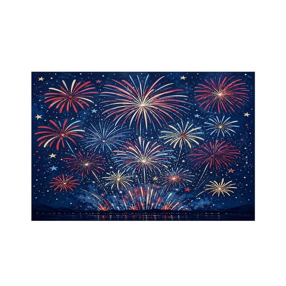 RKSupls Lake Fireworks Reflection Star Night Sky Linen Placemats 30x45cm Straight Edge Stain Resistant Washable Non-Slip Table Mats Table for Kitchen Dining Room Home