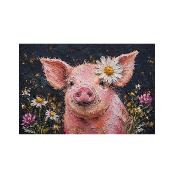 RKSupls Lambwith Wildflower Crown Navy Background Linen Placemats 30x45cm Straight Edge Stain Resistant Washable Non-Slip Table Mats Table for Kitchen Dining Room Home