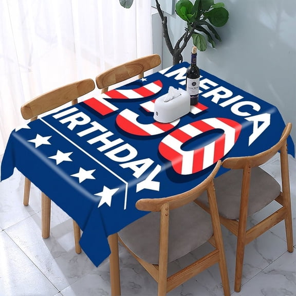 RKSupls Large Print Patriotism Rectangle Dining Tablecloth, Washable Wipeable Stain & Wrinkle Resistant Polyester Tablecloth for Kitchen Picnic Party