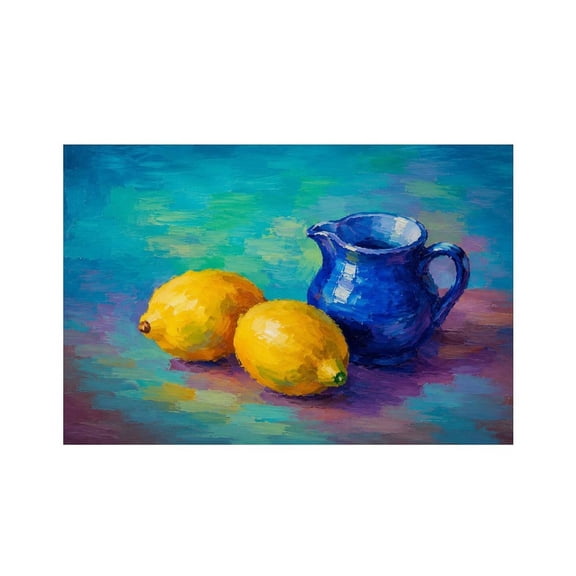 RKSupls Lemonsand Blue Pitcher Still Life Linen Placemats 30x45cm Straight Edge Stain Resistant Washable Non-Slip Table Mats Table for Kitchen Dining Room Home