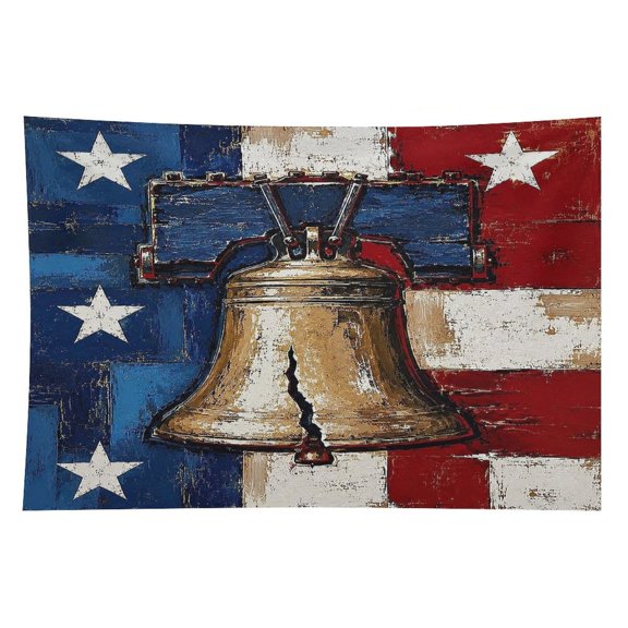 RKSupls Liberty Bell Americana Paint Polyester Wall Tapestry Anti Wrinkle Art Hanging Decor for Bedroom Living Room Home Holiday Decoration Gift