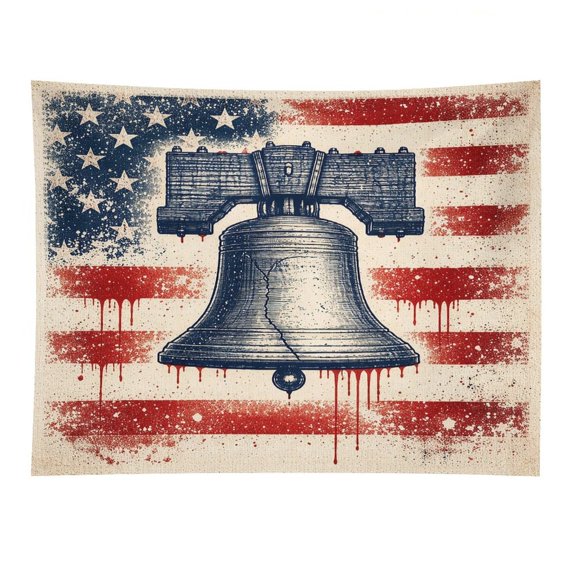 RKSupls Liberty Bell Drip Paint American Flag Polyester Wall Tapestry Anti Wrinkle Art Hanging Decor for Bedroom Living Room Home Holiday Decoration Gift