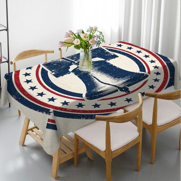 RKSupls Liberty Bell Vintage Round Stamp Rectangle Dining Tablecloth, Kitchen Accessories - Festive Table Setting Rectangle Dining Tablecloth, Kitchen Picnic Party