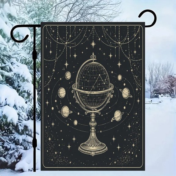 RKSupls Linen Double Sided Garden Flag, Celestial Globe Planets Vintage Yard Flag Durable Wrinkle-Proof Outdoor Decor for Garden Lawn Patio and Holiday Gift