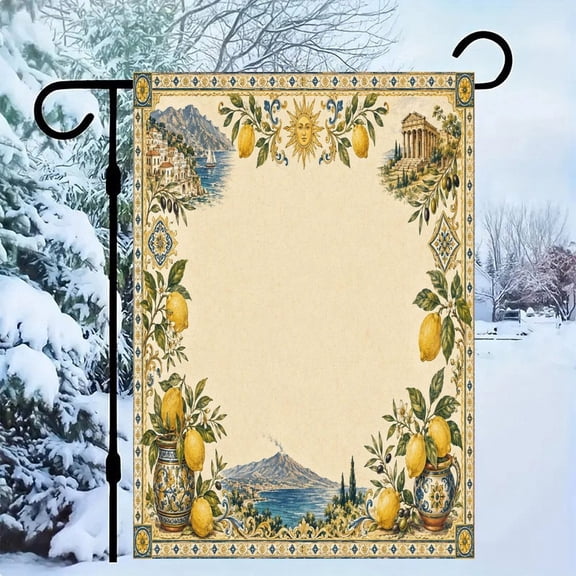 RKSupls Linen Double Sided Garden Flag, Vintage Sicily Lemon Yard Flag Durable Wrinkle-Proof Outdoor Decor for Garden Lawn Patio and Holiday Gift
